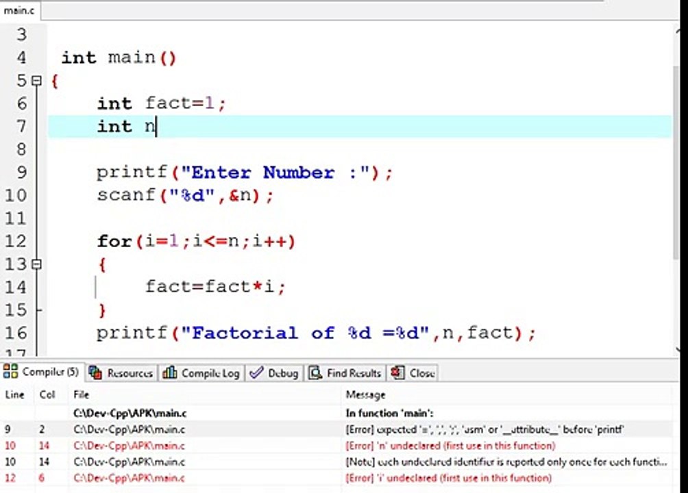 C PROGRAM FACTORIAL (IN HINDI)