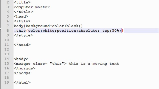 how to create a website in html using notepad part 18 ..adding moving animation
