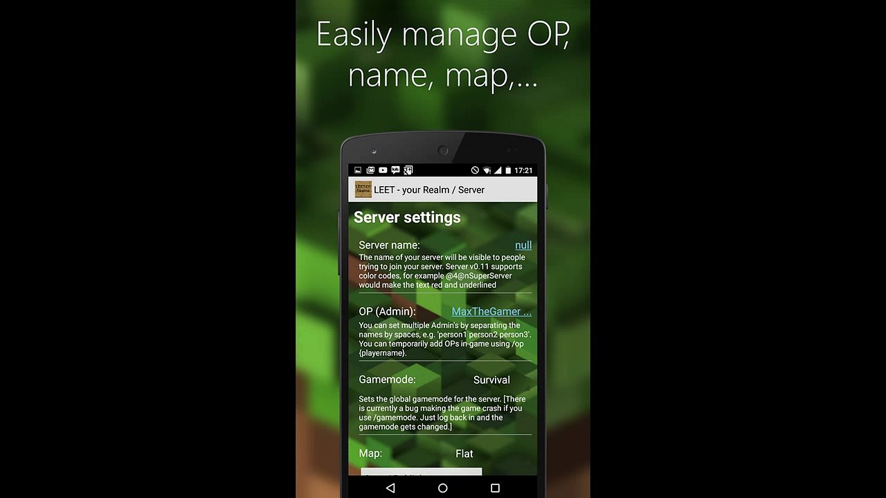 LEET Minecraft Servidor/Realms Para Android