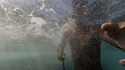 A tight squeeze while diving in Laguna Beach