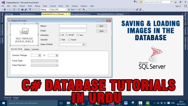 P(15) C# Database Tutorials In Urdu - Saving And Loading Images in the database