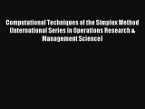 AudioBook Computational Techniques of the Simplex Method (International Series in Operations