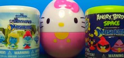The SMURFS surprise egg HELLO KITTY surprise egg ANGRY BIRDS surprise egg! [Full Episode]