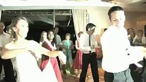 american bride and groom dancing on indian song on wedding night