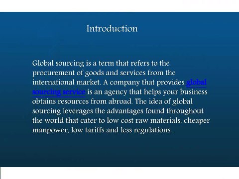 Benefits of Global Sourcing Service