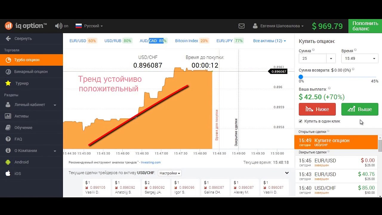 'Торговля по тренду' на бинарных опционах. Превью.