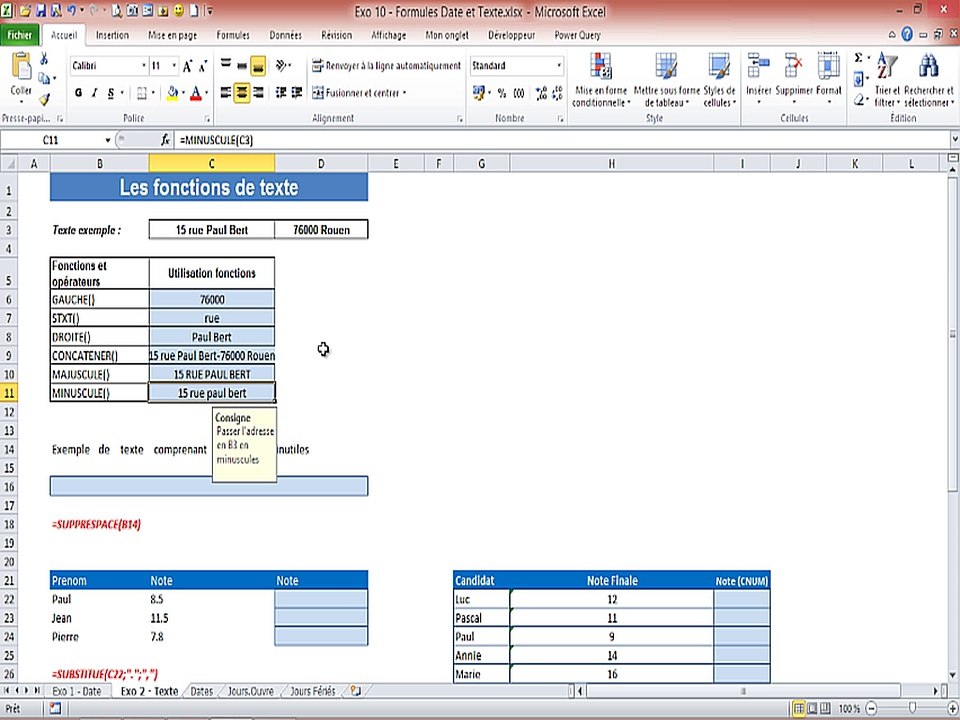 Excel - Savoir utiliser les Fonctions Textes