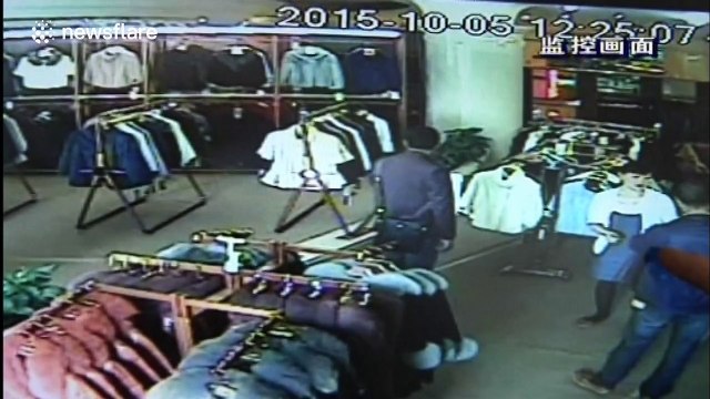 'Shoplifter' caught on camera stuffing jackets down his trousers