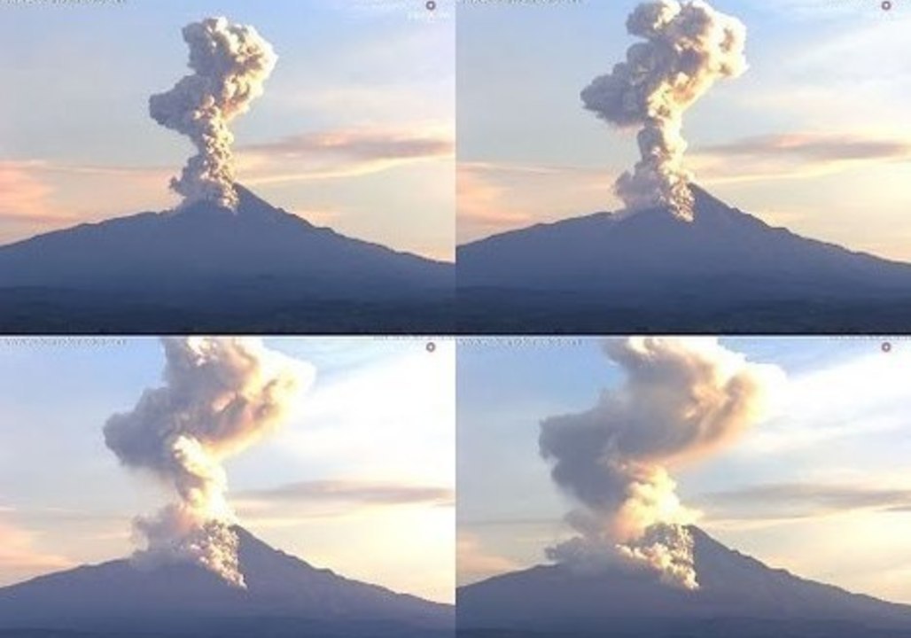 Volcán De Colima Emits Huge Plume of Smoke