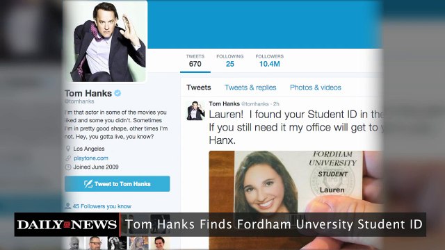 Tom Hanks Finds Fordham University Student ID