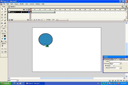 Shape Tweening Concept in Macromedia Flash 5 Urdu Hindi Tutorial 5of7