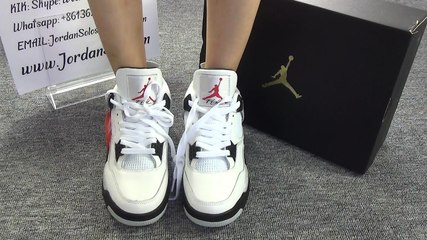 AUTHENTIC AIR JORDAN 4 OG ’89 WHITE CEMENT on foot