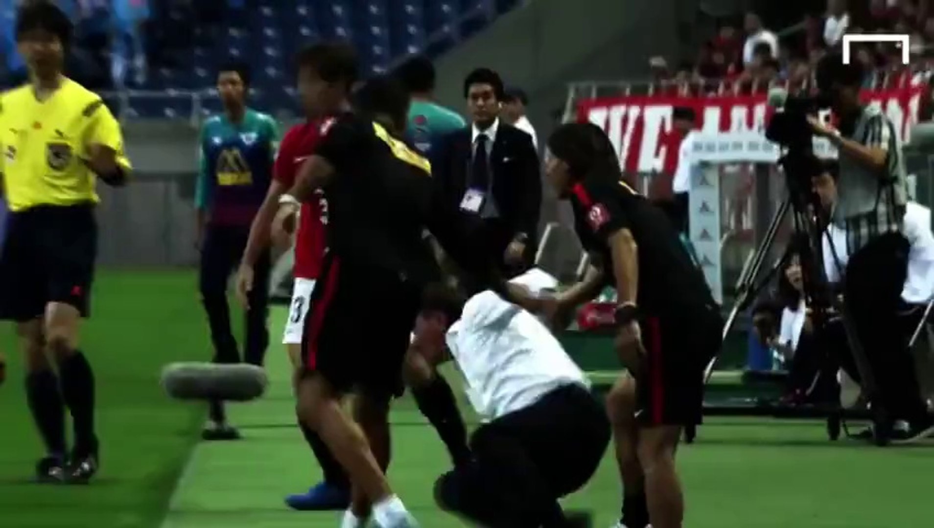 player and coach collided in a match -  - latest football news / video clips
