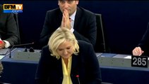 Passe d'armes entre Marine Le Pen et François Hollande au Parlement Européen