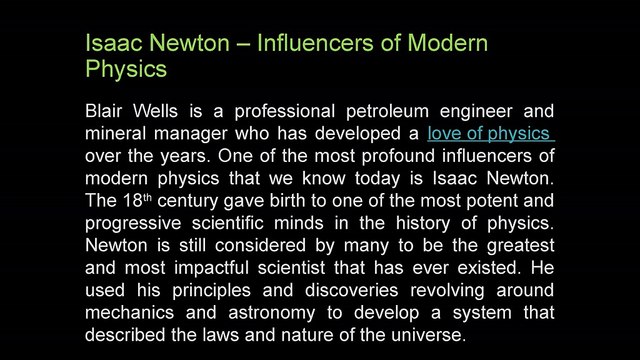 John Blair Wells - Isaac Newton : Contribute to the scientific World