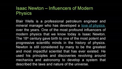 John Blair Wells - Isaac Newton : Contribute to the scientific World