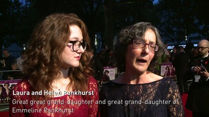 Descargar video: Pankhurst descendants at Suffragette premiere