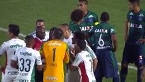 El central del Palmeiras Egídio salió expulsado y el arbitro admitió su error le llamó de vuelta