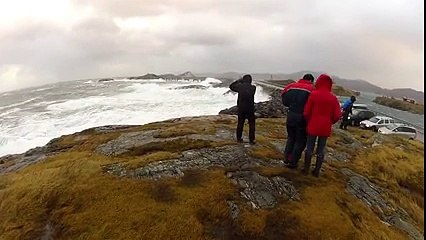 Amazing highway in Norway into the ocean