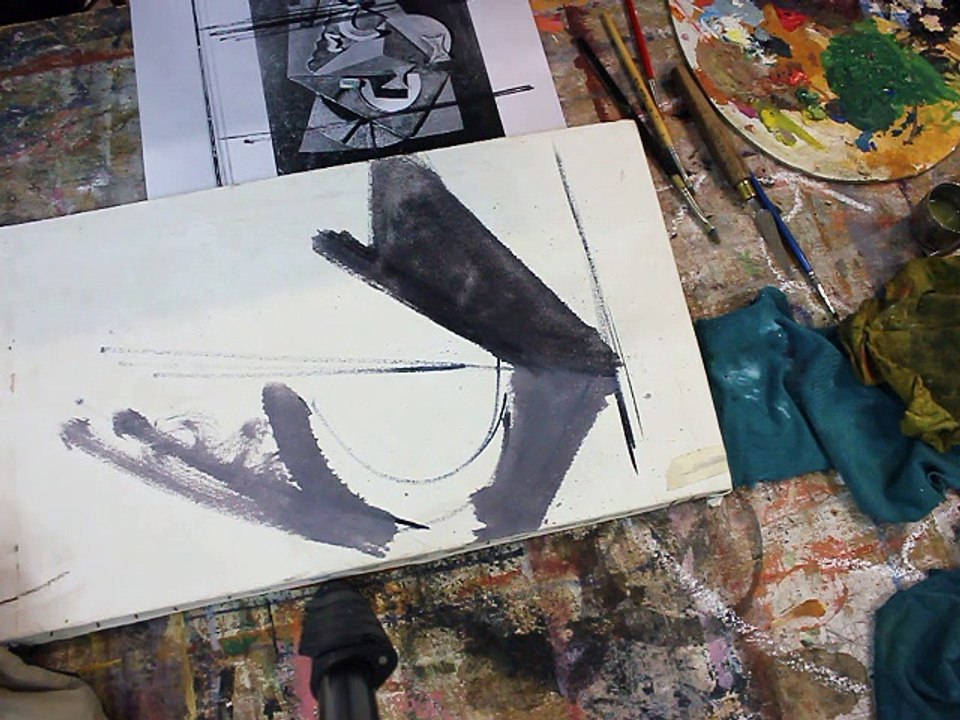 Clase del 08 10 15, De Pintura Al óleo, corrigiendo una pintura de Cubismo