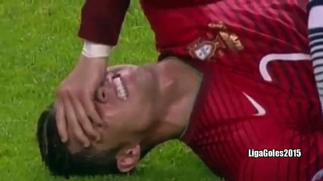 Cristiano Ronaldo Injury - Portugal vs Denmark 1-0 Euro Qualifiers 2016
