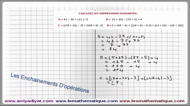 Maths 5ème - Les enchaînements d'opérations Exercice 5