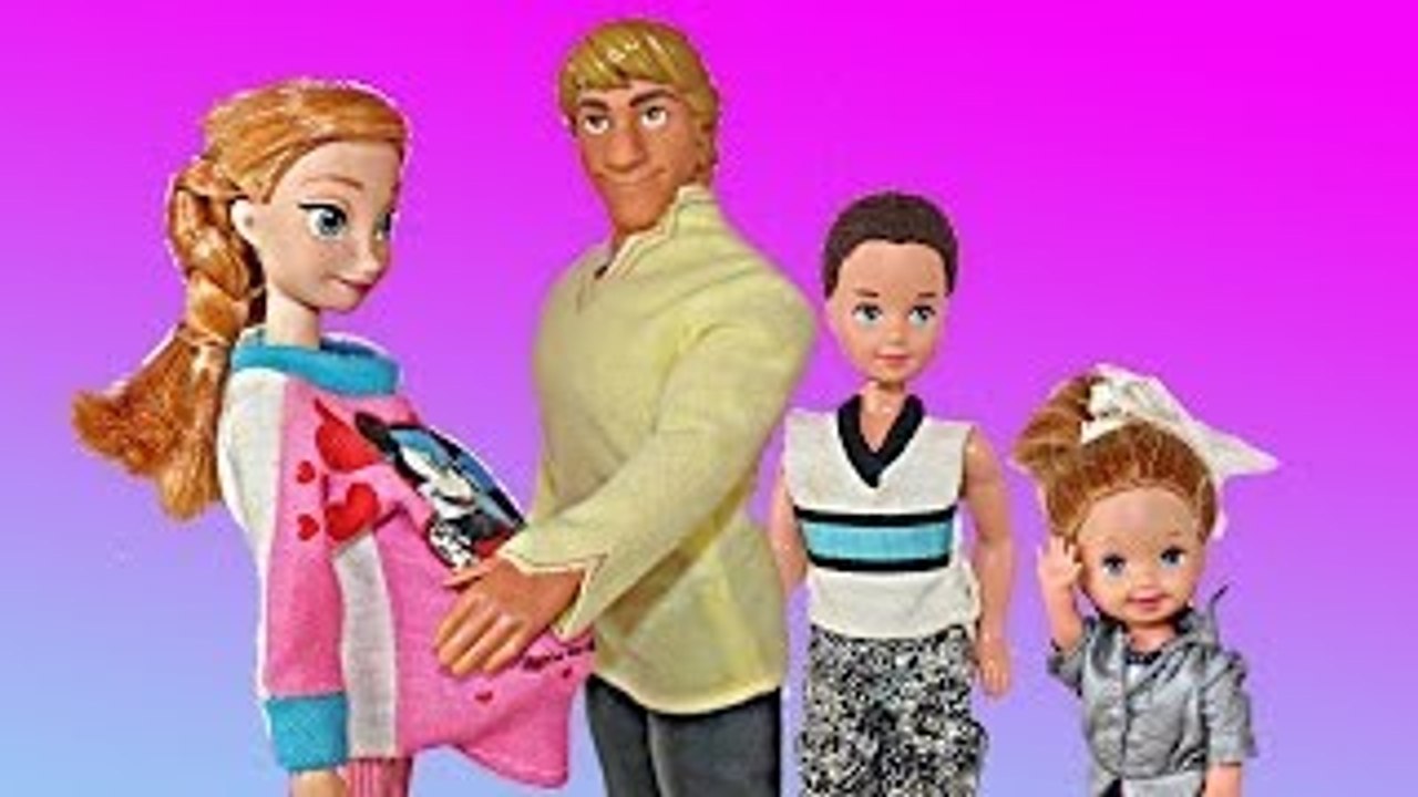 Disney Frozen DREAM Pregnant Anna Barbie Nightmare Kristoff Frozen Barbie Family Baby Disn