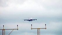 Emirates Airbus A380 Crosswind Landings Near Birdstrike