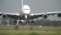 Emirates Airlines Airbus A380-800 [A6-EDV] slight crosswind landing  Amsterdam Schiphol Airport