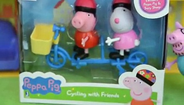 Pig George ganhando uma bicicleta do Papai Pig em Portugues Disneytoptoys!