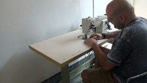 Máquina de coser recta 1 aguja triple transporte para cuero y tapicería