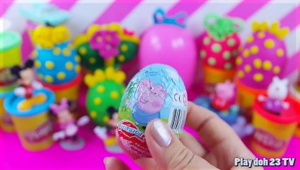Peppa pig Kinder surprise eggs Play doh Mickey Mouse Minnie Mouse Disney Toys