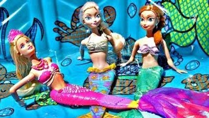 Frozen MERMAIDS Color Changing Barbie Doll Elsa Mermaid & Anna Ariel Outfit DisneyCarToys
