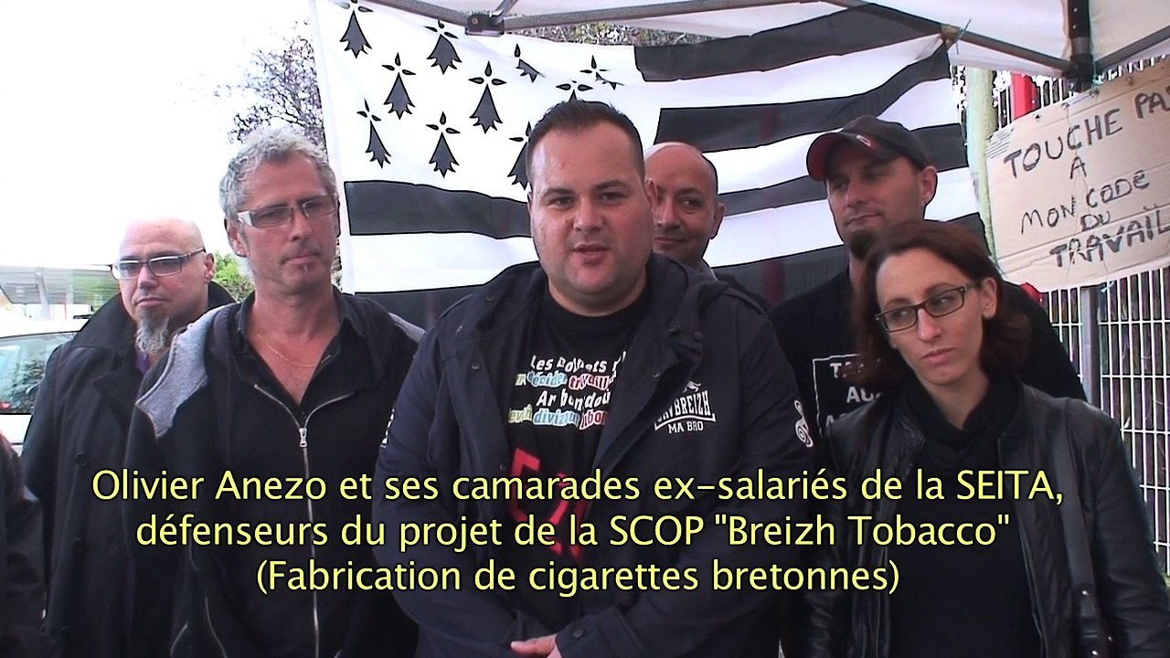 Des ex-salariés de la SEITA manifestent pour défendre le projet de la SCOP "Breizh Tobacco"
