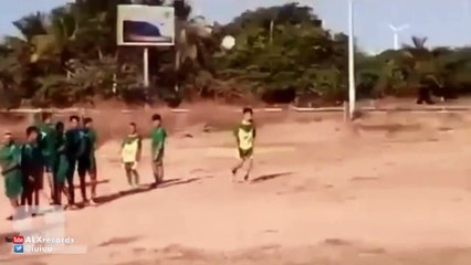 Crazy backheel free kick goal in an amatour football game