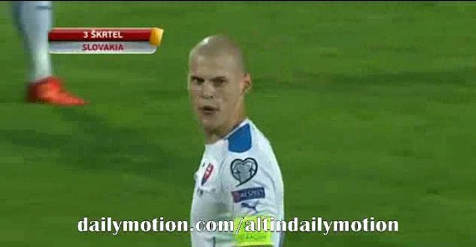 Martin Skrtel gets Yellow Card after Horror Foul - Slovakia vs Belarus - 09.10.2015
