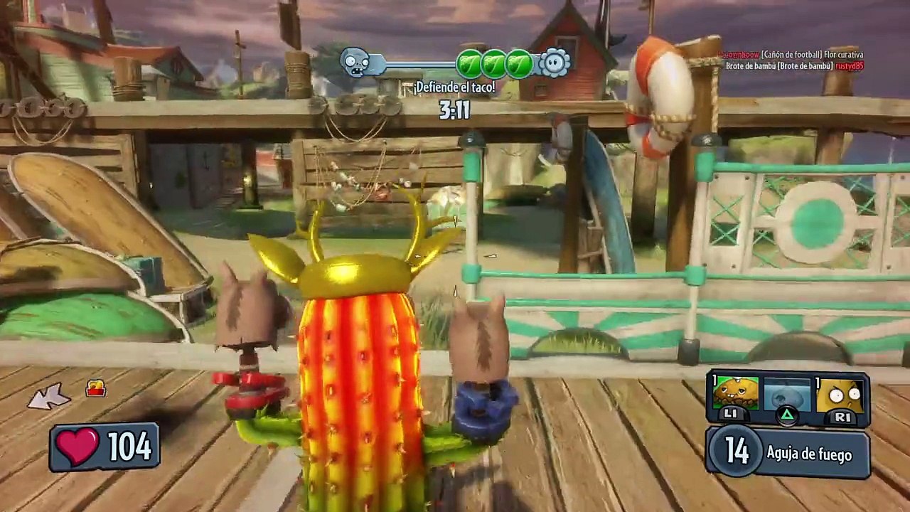 Gameplay de Plantas vs Zombies GW - Bandidos de Tacos "Orillas de Sharkbit" - PS4 - 720p