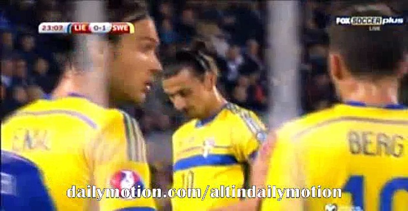 Zlatan Ibrahimovic Fantastic Free Kick Shot - Liechtenstein vs Sweden - 09/10/2015