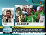 Peruanos protestan contra políticas neliberales del BM y FMI