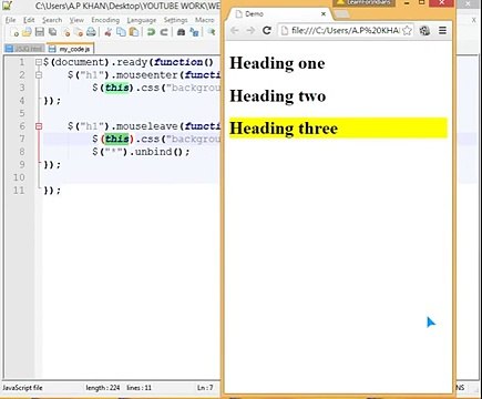 JAVASCRIPT AND JQUERY INTRODUCTION (IN HINDI)-7 EVENTS