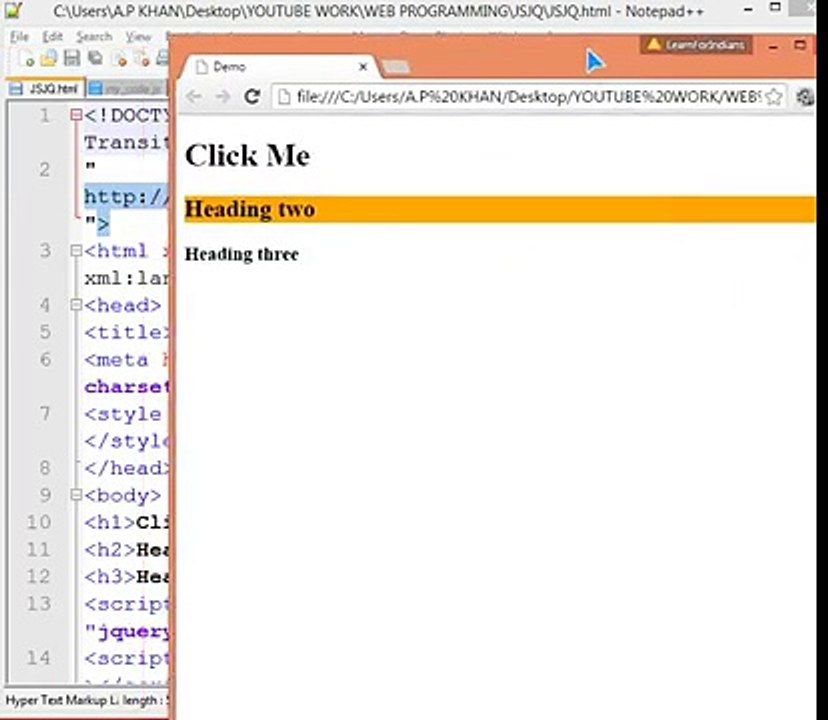 JAVASCRIPT AND JQUERY INTRODUCTION (IN HINDI)-12 ANIMATIONS