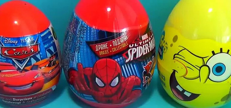 Disney PIXAR Cars surprise egg MARVEL Spider Man surprise egg Nickelodeon SpongeBob surprise egg! [Full Episode]