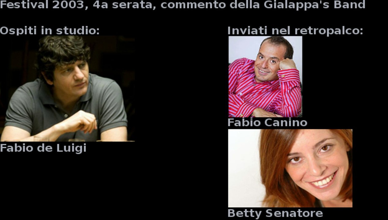 Scambio di battute #2 fra Giorgio Gherarducci e Fabio Canino (Gialappa's Band, Festival 2003)