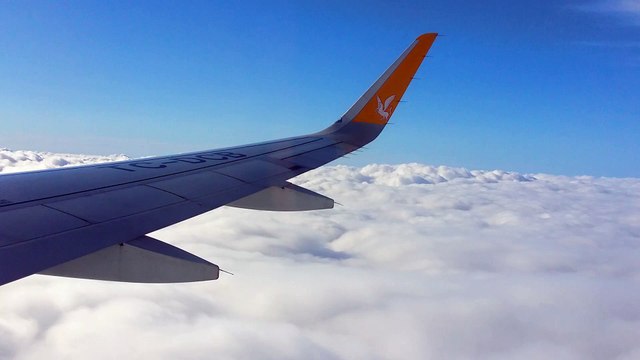 Pegasus Airlines in the air on the way from Stockholm to Istanbul