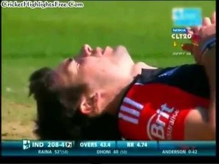 MS Dhoni hits James Anderson Rugby style who tries to tackle MSD