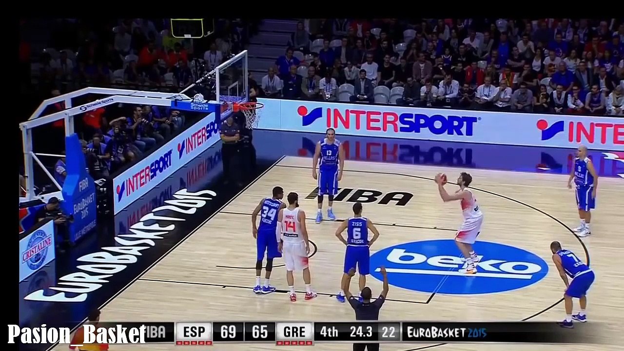 Último minuto de juego España-Grecia - Cuartos de Final - Eurobasket 2015