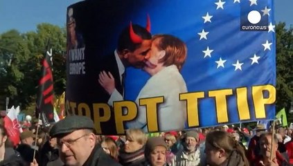 ABD ile yapılması planlanan serbest ticaret anlaşması Berlin'de protesto edildi