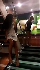 Drunk Girl Flips Over Railing and Falls Down Stairwell!