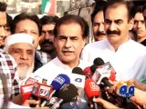 PML-N candidate Ayaz Sadiq speaks before casting vote in NA-122 by-poll