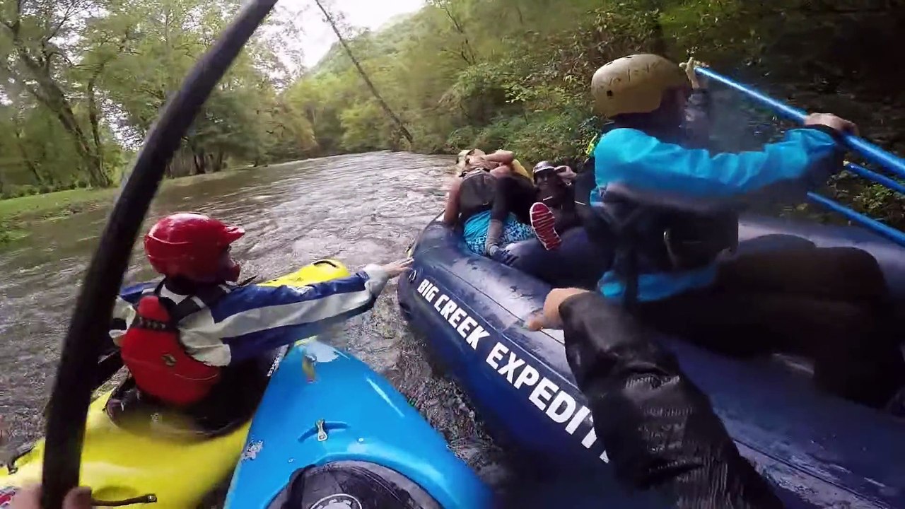 Two drunk sisters have a wild fight on a whitewater raft